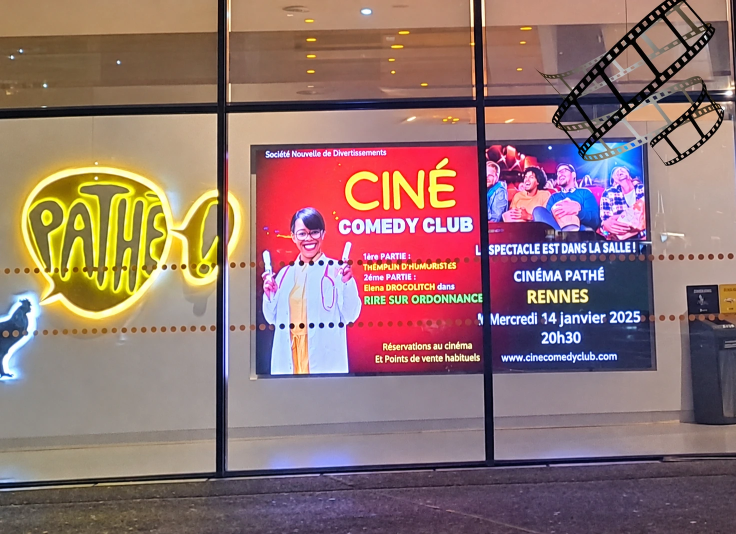 Photo de l'affichage de Rire sur ordonnance au Ciné Comedy Club, cinéma Pathé de Rennes